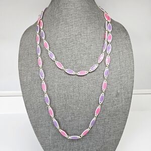 VINTAGE Pink and Purple Pastel Plastic Beaded 55" Long Necklace